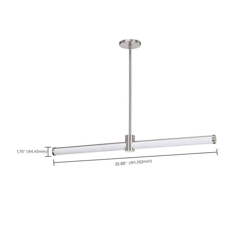 Nuvo Bowman 36in 1-Light LED Island Pendant | Contemporary Brushed Nickel Steel and Acrylic Lens | Kitchen Island & Dining Room | 35.88 x | Model 62-2272