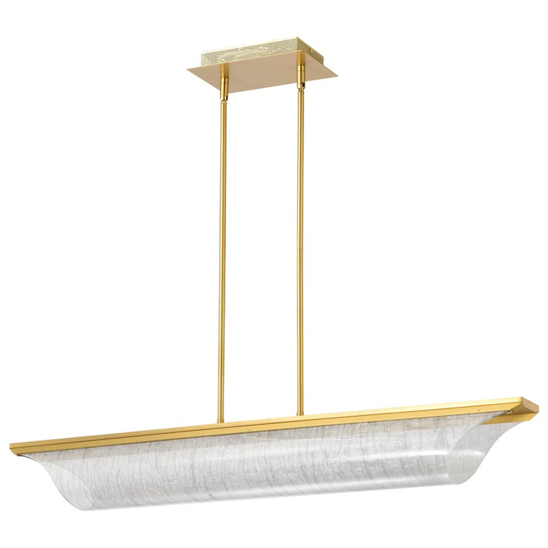 Satco Idris LED Island Pendant, Vintage Brass Light Guide Panels - 62-2411