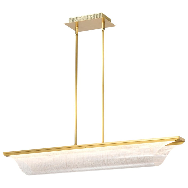 Satco Idris LED Island Pendant, Vintage Brass Light Guide Panels
