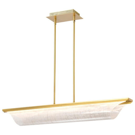 Satco Idris LED Island Pendant, Vintage Brass Light Guide Panels