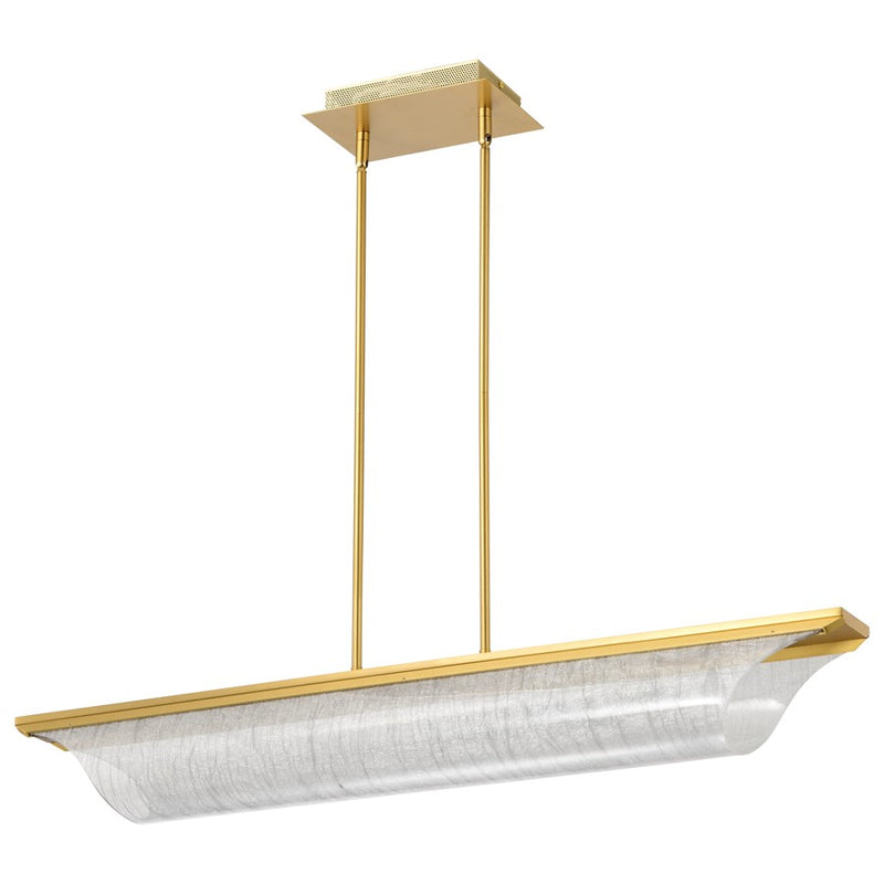 Satco Idris LED Island Pendant, Vintage Brass Light Guide Panels