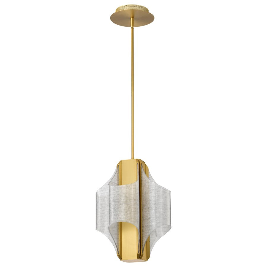 Satco Idris LED 4 Light Pendant, Vintage Brass Light Guide Panels - 62-2412