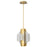 Satco Idris LED 4 Light Pendant, Vintage Brass Light Guide Panels