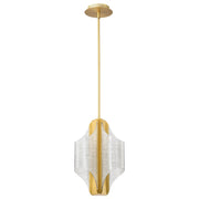 Satco Idris LED 3 Light Pendant, Vintage Brass Light Guide Panels - 62-2413