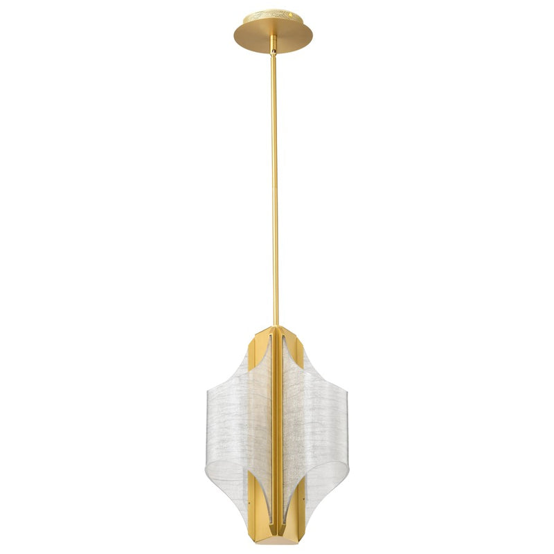 Satco Idris LED 3 Light Pendant, Vintage Brass Light Guide Panels