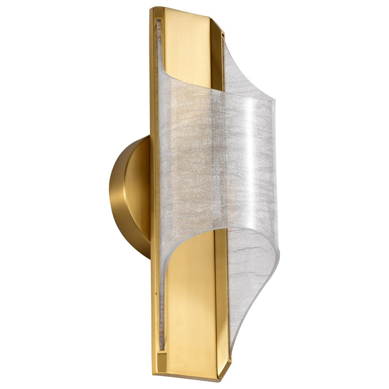 Satco Idris LED 1 Light Wall Sconce, Vintage Brass Light Guide Panels - 62-2414