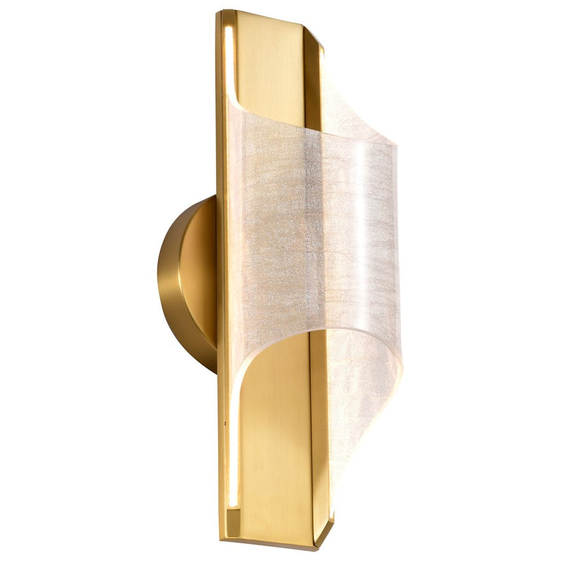 Satco Idris LED 1 Light Wall Sconce, Vintage Brass Light Guide Panels