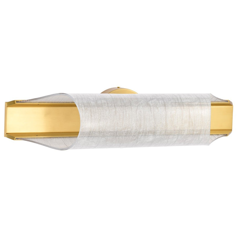 Satco Idris LED 3 Light Wall Sconce, Vintage Brass Light Guide Panels
