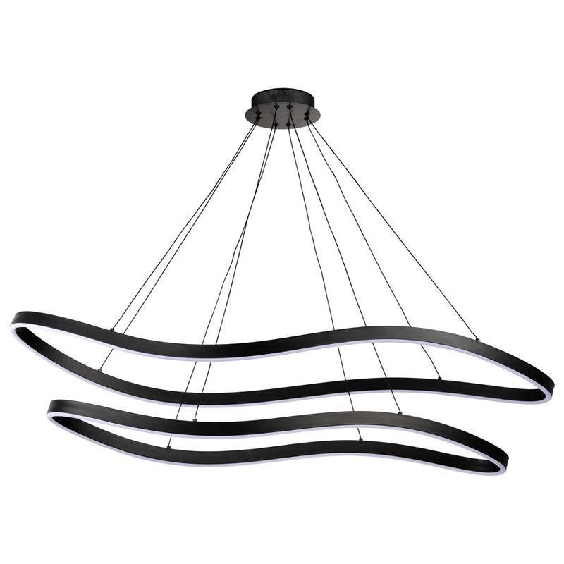 Nuvo Sylas 48in LED Pendant | Modern Matte Black Aluminum and Steel | Kitchen Island & Dining Room | 5120 Lumens 3000K 90 CRI Dimmable | Model 62-2422