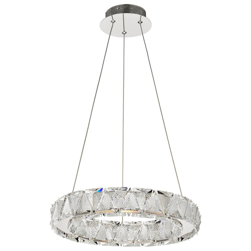 Satco Asher LED 15" Pendant, Polished Nickel/K9 Crystal - 62-2441