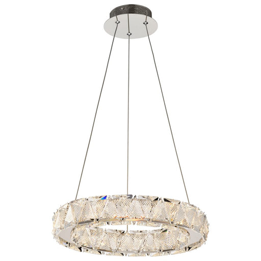 Satco Asher LED 15" Pendant, Polished Nickel/K9 Crystal