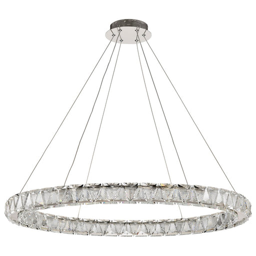 Satco Asher LED 36" Round Pendant, Polished Nickel/K9 Crystal - 62-2442