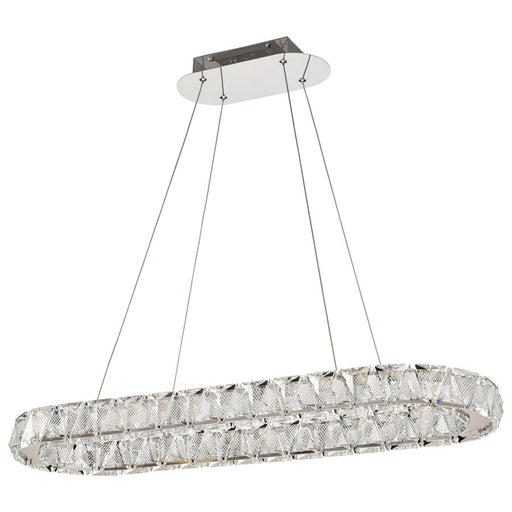 Satco Asher LED 36" Oval Pendant, Polished Nickel/K9 Crystal - 62-2443