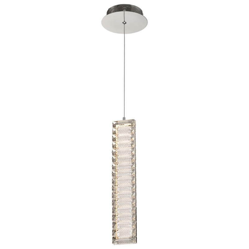 Satco Nova LED 16" Mini Pendant, Polished Nickel/K9 Crystal