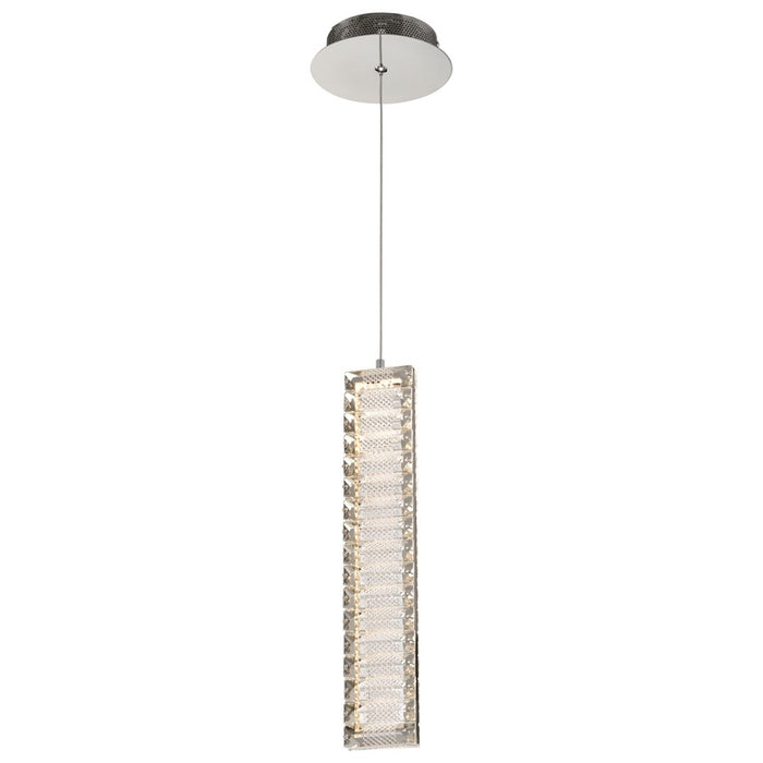Satco Nova LED 16" Mini Pendant, Polished Nickel/K9 Crystal