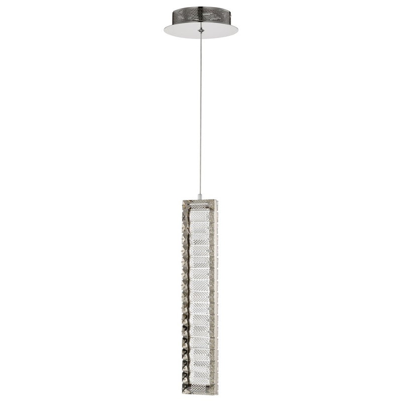 Satco Nova LED 16" Mini Pendant, Polished Nickel/K9 Crystal