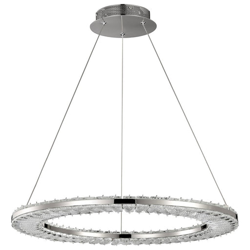Satco Nova LED 23" Round Pendant, Polished Nickel/K9 Crystal - 62-2446