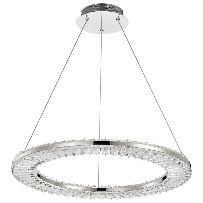 Satco Nova LED 23" Round Pendant, Polished Nickel/K9 Crystal