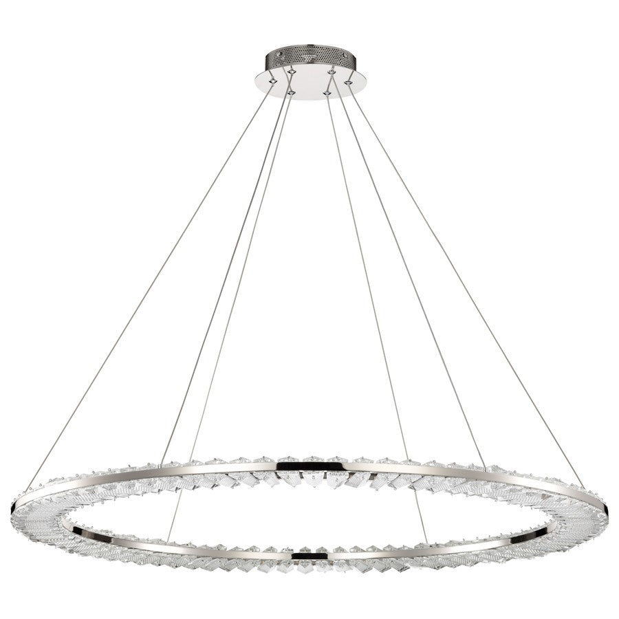 Satco Nova LED 36" Round Pendant, Polished Nickel/K9 Crystal - 62-2447