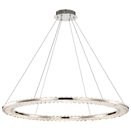 Satco Nova LED 36" Round Pendant, Polished Nickel/K9 Crystal