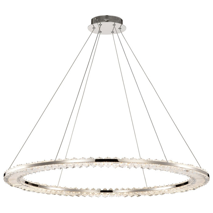 Satco Nova LED 36" Round Pendant, Polished Nickel/K9 Crystal