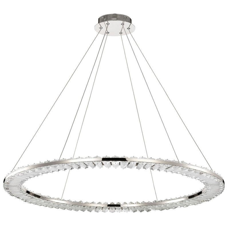 Satco Nova LED 36" Round Pendant, Polished Nickel/K9 Crystal