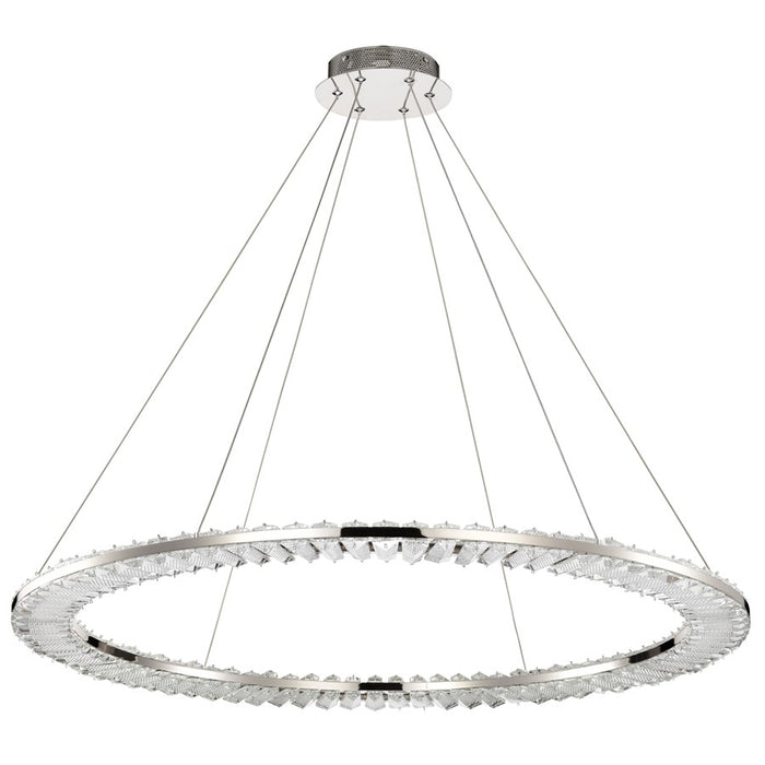 Satco Nova LED 36" Round Pendant, Polished Nickel/K9 Crystal