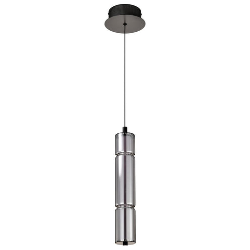Satco Evander LED 16" Mini Pendant, Matte Black/Smoked Glass - 62-2451