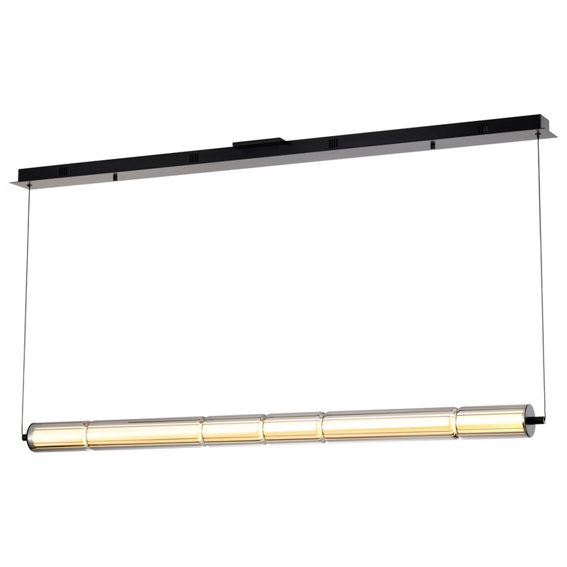 Satco Evander LED 48" Island Pendant, Matte Black/Smoked Glass