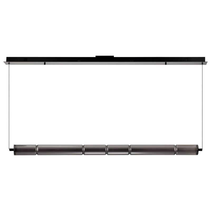 Satco Evander LED 48" Island Pendant, Matte Black/Smoked Glass