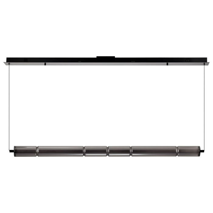 Satco Evander LED 48" Island Pendant, Matte Black/Smoked Glass