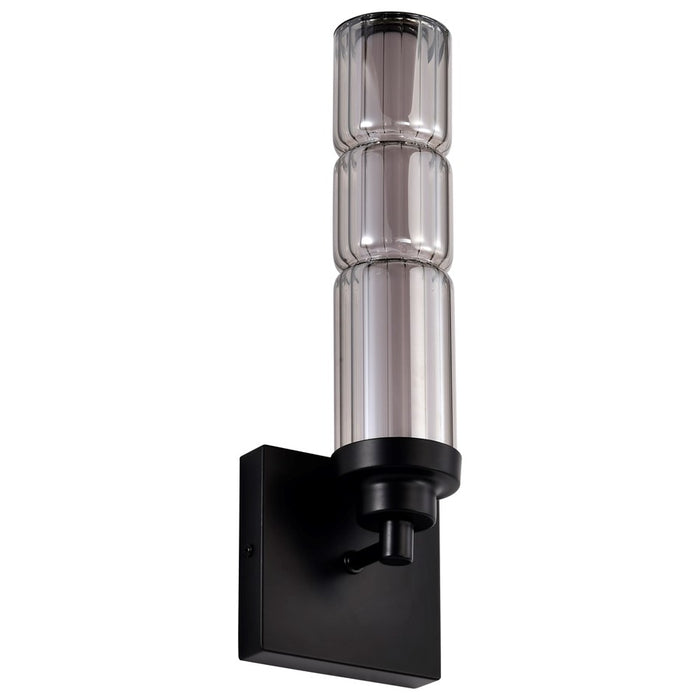Satco Evander LED Wall Sconce, Matte Black/Smoked Glass - 62-2453
