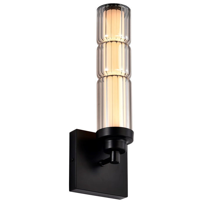 Satco Evander LED Wall Sconce, Matte Black/Smoked Glass