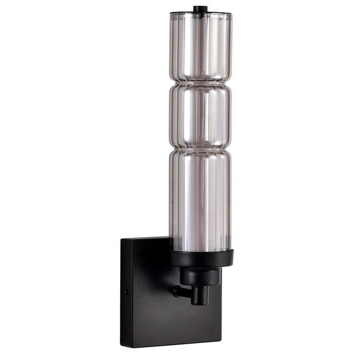 Satco Evander LED Wall Sconce, Matte Black/Smoked Glass