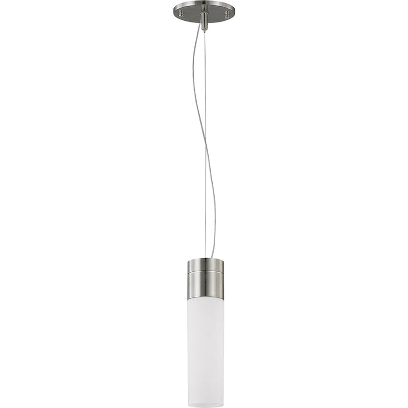 Nuvo Lighting Link -LED Mini Pendant, White Glass- Brushed Nickel