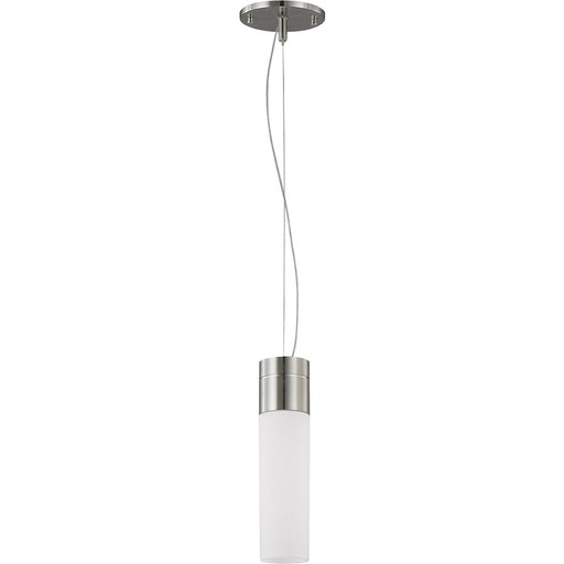 Nuvo Lighting Link -LED Mini Pendant, White Glass- Brushed Nickel
