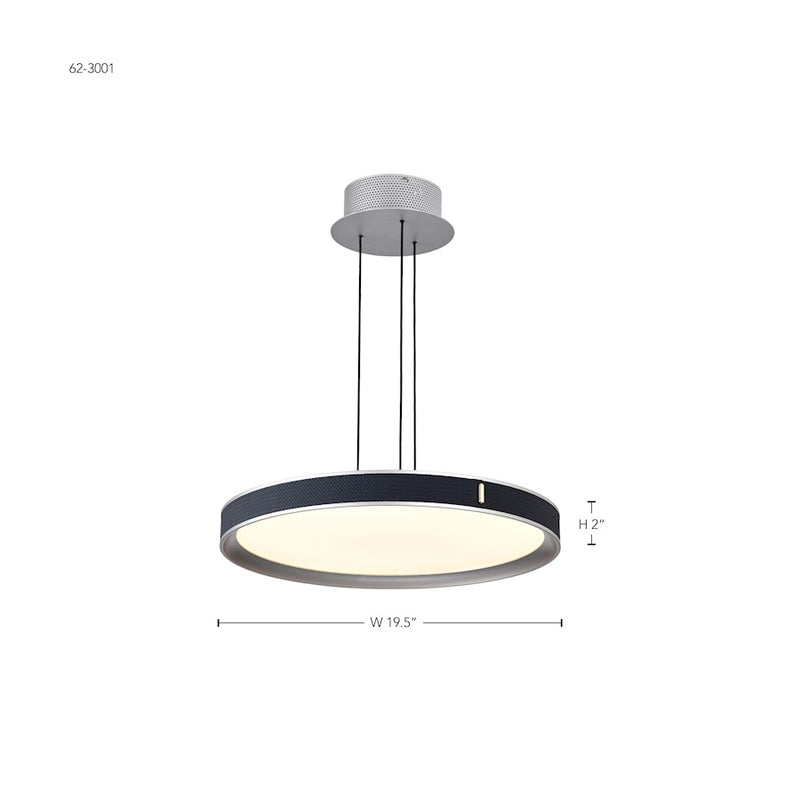Nuvo Lighting Bandon 20" LED Pendant, Gray/Blue Wrap Acrylic Lens