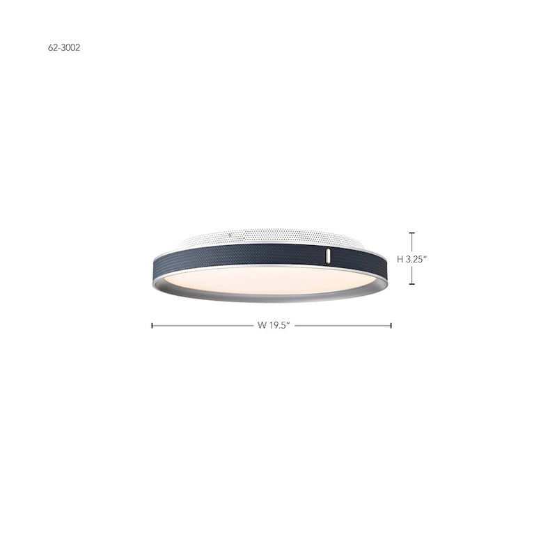 Nuvo Lighting Bandon 20in LED Flush Mount | Modern Gray Steel and Blue Acrylic Lens | Living Room, Bedroom & Hallway | 4026 Lumens, 3000K | Model 62-3002