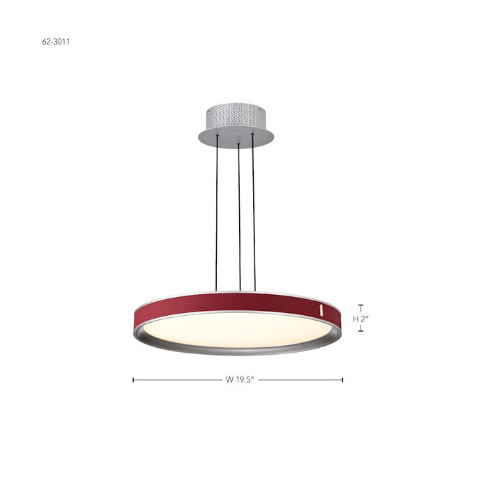 Nuvo Lighting Bandon 20" LED Pendant, Gray/Red Wrap Acrylic Lens