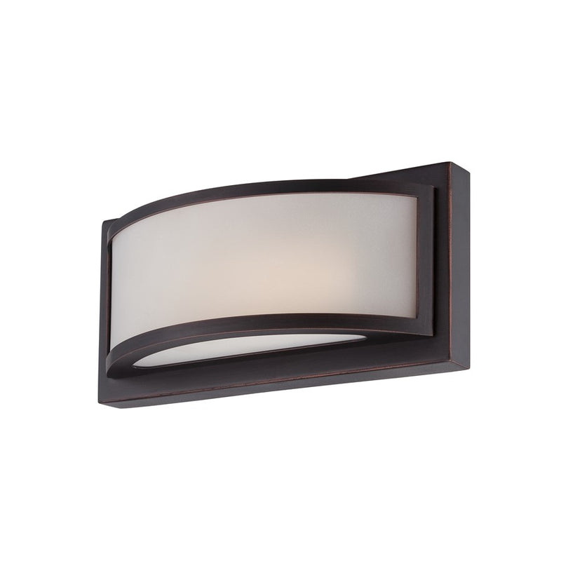 Nuvo Lighting Mercer 10in 1-Light Wall Sconce | Contemporary Georgetown Bronze and Frosted Glass | Bathroom & Hallway Accent | 10 x 4.125 x | Model 62-314