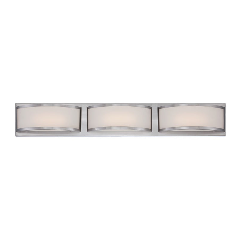 Nuvo Lighting Mercer 28in 3-LED Wall Sconce | Contemporary Brushed Nickel and Frosted Glass | Bathroom & Vanity Light | 27.875 x 4 x 3.5 in | Model 62-319