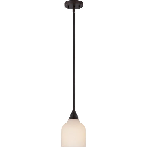 Nuvo Kirk 6in 1-Light Mini Pendant | Transitional Mahogany Bronze and Etched Opal Glass | Kitchen Island & Dining Room | 809 Lumens 2700K | Model 62-392