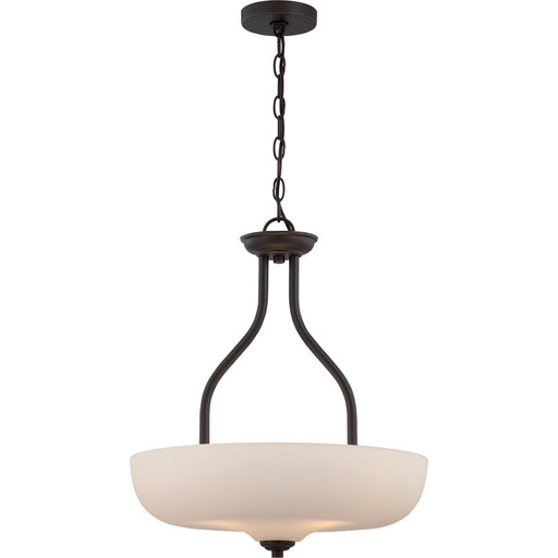 Nuvo Kirk 18in 3-Light Pendant | Transitional Mahogany Bronze and Etched Opal Glass | Kitchen Island & Dining Room | 18 x 18 x 20.38 in | Model 62-395