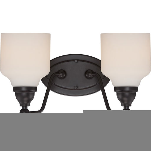 Nuvo Kirk 15in 2-Light Vanity Light | Transitional Mahogany Bronze and Satin White Glass | Bathroom Vanity | 15 x 8.25 in | Model 62-397