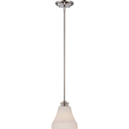 Nuvo Cody 7in 1-Light Mini Pendant | Transitional Polished Nickel and Satin White Glass | Kitchen Island & Dining Room | 7 x 46.62 in | Model 62-422