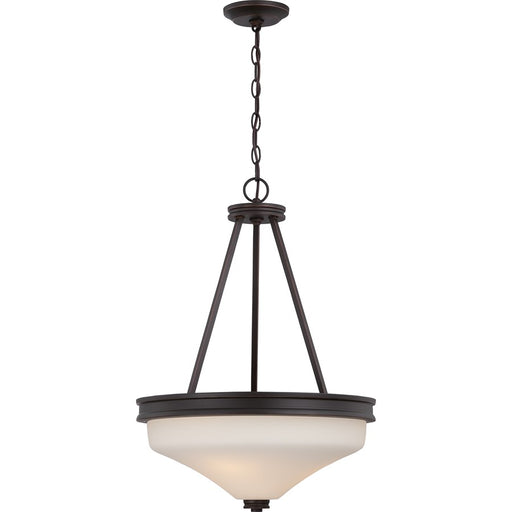 Nuvo Cody 18in 3-Light Pendant | Transitional Mahogany Bronze and Satin White Glass | Kitchen Island & Dining Room | 18 x 18 x 25.25 in | Model 62-435