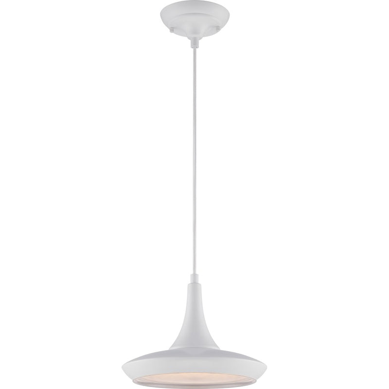 Nuvo Lighting Fantom 10.5in 1-Light LED Pendant | Transitional White and Frosted Glass | Kitchen Island & Dining Room | 10.5 x 46.62 in | Model 62-442