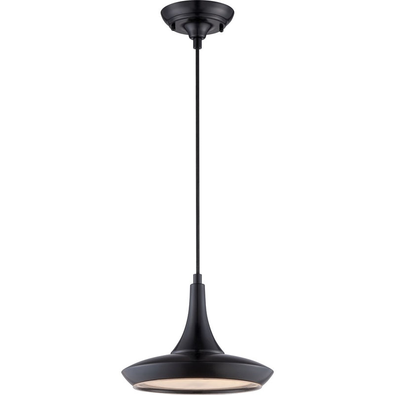 Nuvo Lighting Fantom 10.5in 1-Light Pendant | Industrial Black and Frosted Glass | Kitchen Island & Dining Room | 10.5 x 46.62 in | Model 62-443