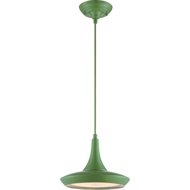 Nuvo Lighting Fantom 10.5in 1-Light LED Pendant | Transitional Green and Frosted Glass | Kitchen Island & Dining Room | 10.5 x 10.5 x 46.62 | Model 62-445