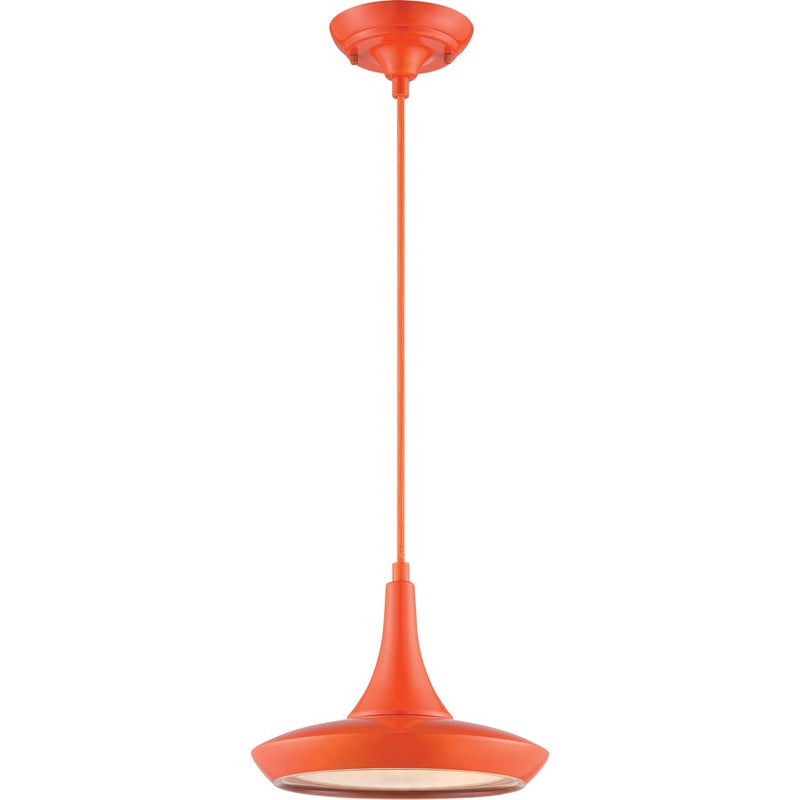 Nuvo Lighting Fantom 10.5in 1-Light LED Pendant | Transitional Orange and Frosted Glass | Kitchen Island & Dining Room | 10.5 x 46.62 in | Model 62-446